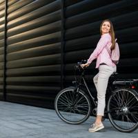 Woman on electric bike