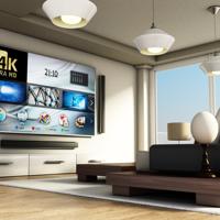 Modern 4K Smart TV in living room