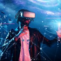 Boy playing VR game