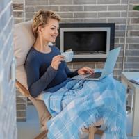 Woman working on laptop